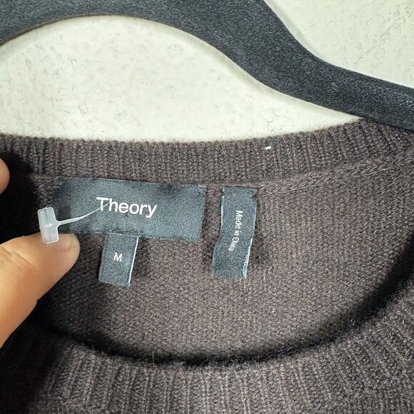 Theory Womens Size Medium Crew Neck Sweater Mink Brown Feather Cashmere Pullover - Picture 9 of 10